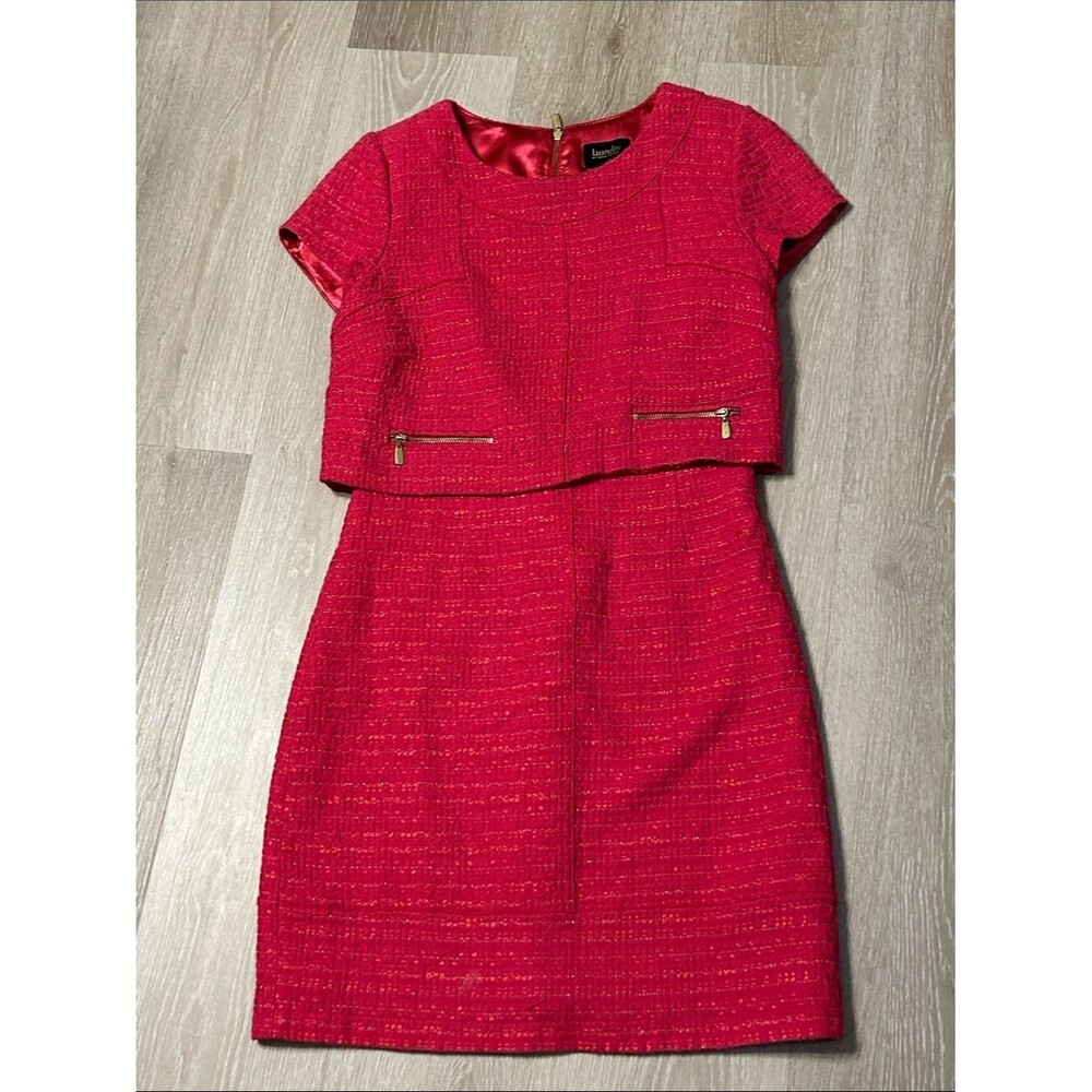 Laundry by Shelli Segal Pink Tweed Twofer Pencil Skirt Style Dress Sz 4